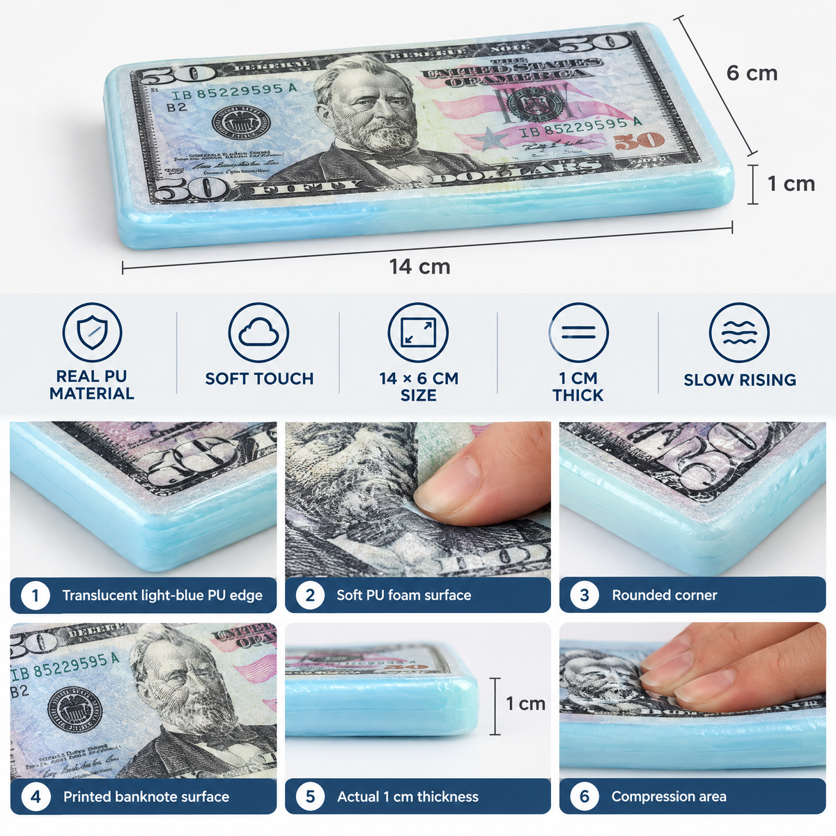 Realistic $50 Banknote Squishy Toy – Slow Rising Stress Relief Fidget