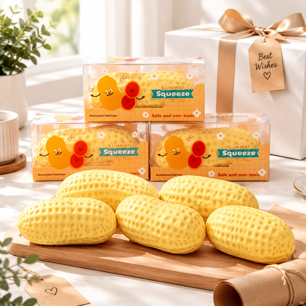 Crunchy Peanut Squishy Toys,Crunchy Squishy Fidget Toys for Relief Peanut Squishy Crunchy Realistic Food Shaped Stress Balls, Soft Slow Rising Squishy Party Favors Birthday Gifts Adults Kids